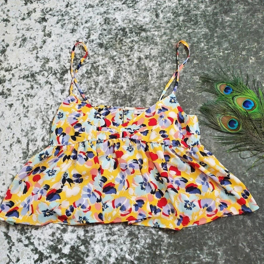 BCBGeneration Floral Cropped Babydoll Cami